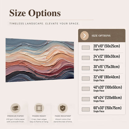 Pastel waves textured abstract painting poster print size options