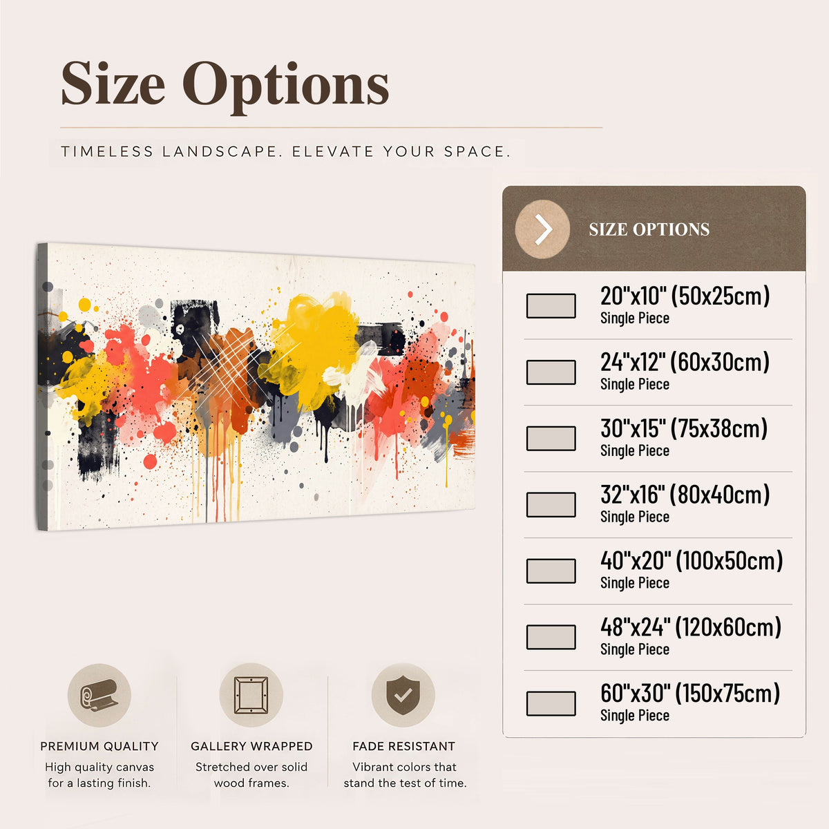 Paint splash abstract painting canvas wall art size options