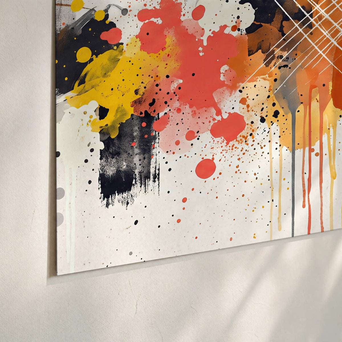 Paint splash abstract painting poster print close-up on matte paper