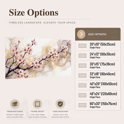Cherry blossom branch with gold painting poster print size options