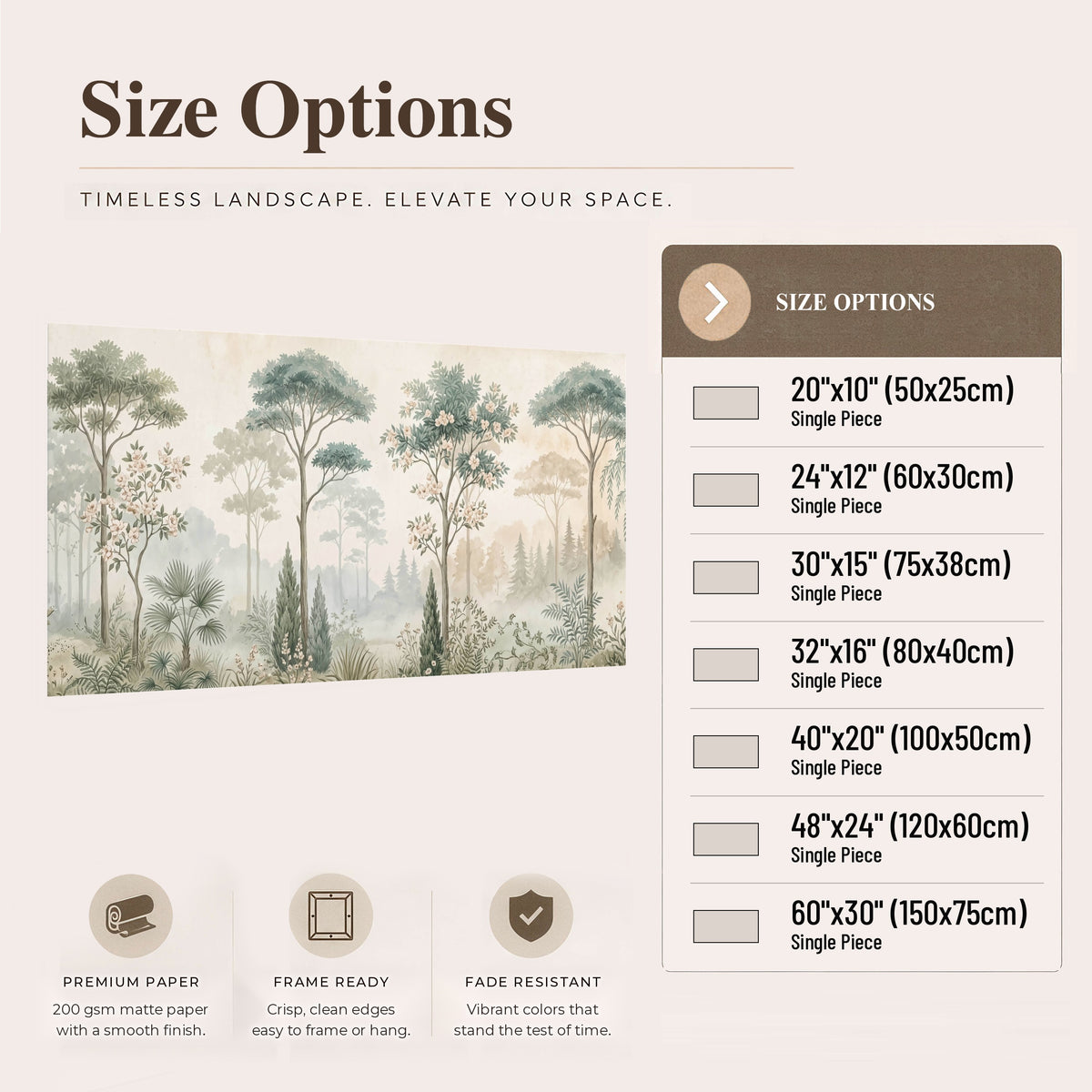 Vintage chinoiserie forest painting poster print size options