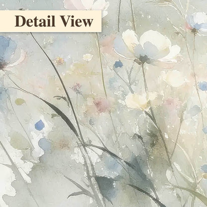 Watercolor wildflower meadow painting detail close-up