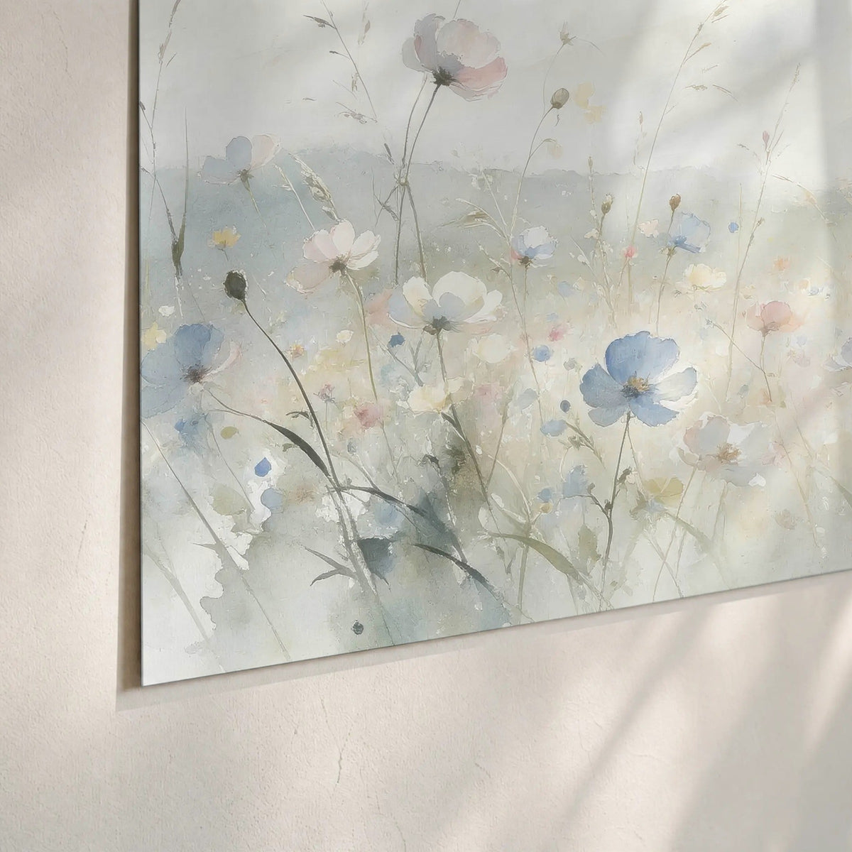 Watercolor wildflower meadow painting poster print close-up on matte paper