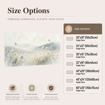 Watercolor wildflower meadow painting poster print size options