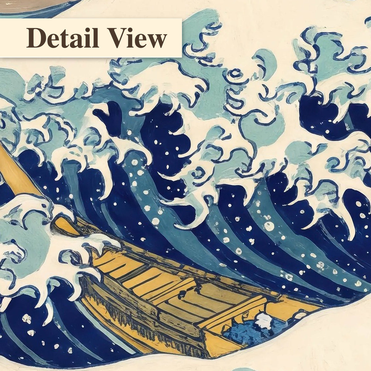 The Great Wave Japanese style painting detail close-up