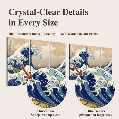 The Great Wave Japanese style painting high-resolution print quality comparison