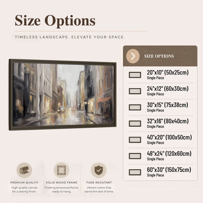 Rainy city street painting framed canvas wall art size options