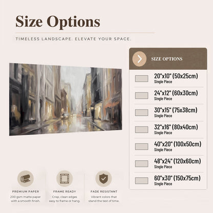 Rainy city street painting poster print size options