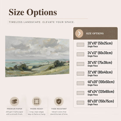 Coastal Countryside poster print size options chart