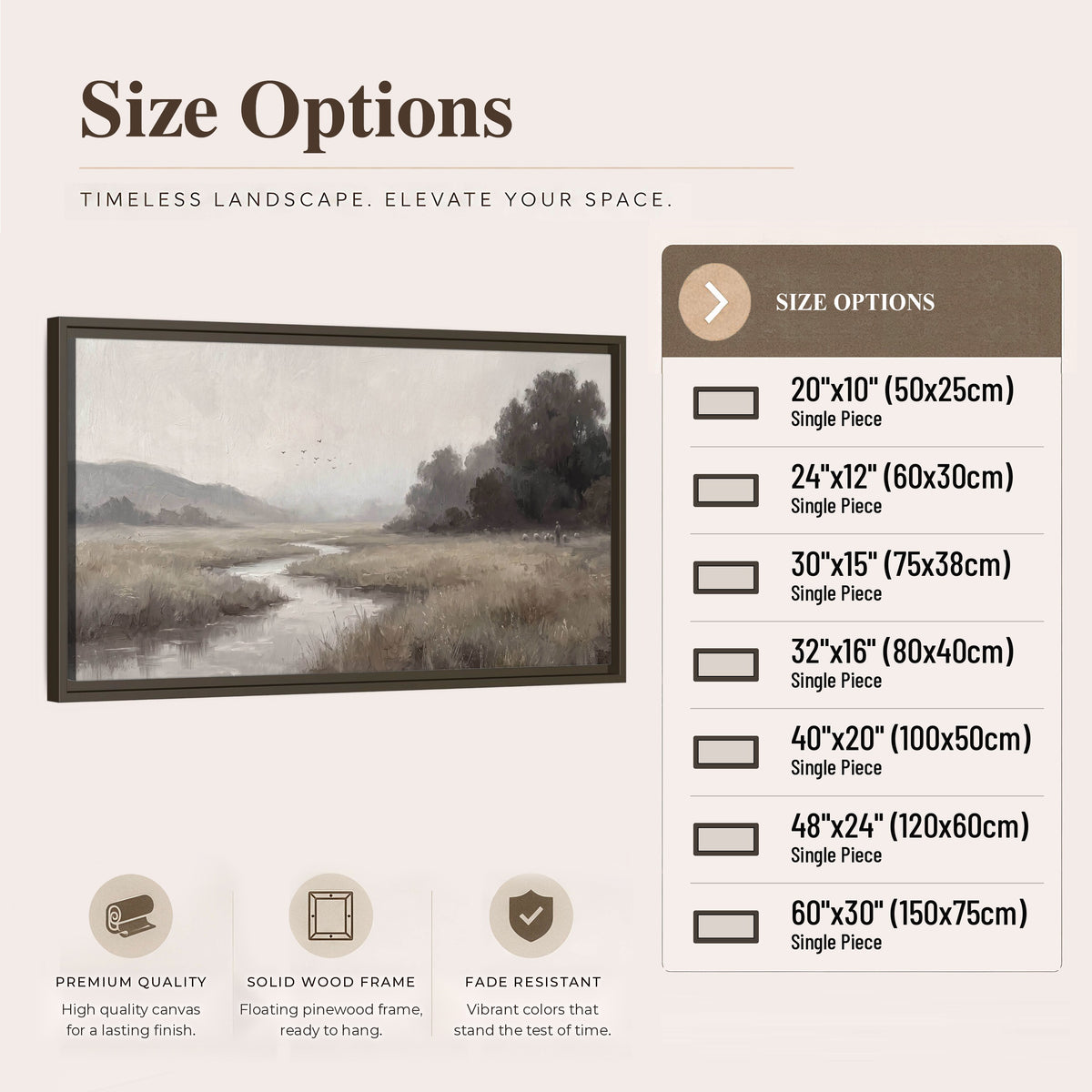 Misty meadow stream painting framed canvas wall art size options