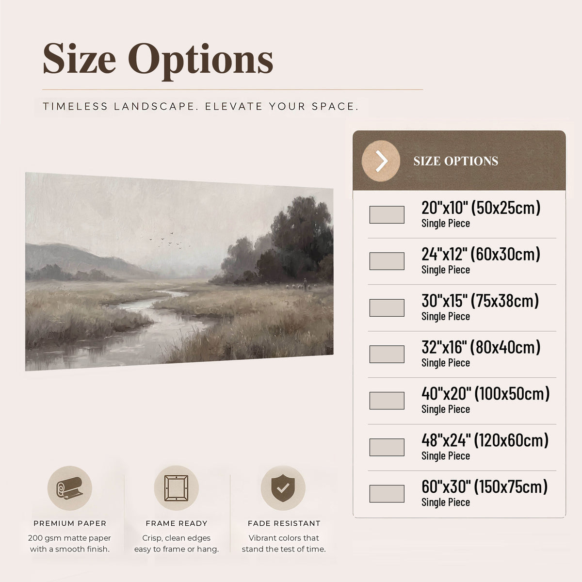 Misty meadow stream painting poster print size options