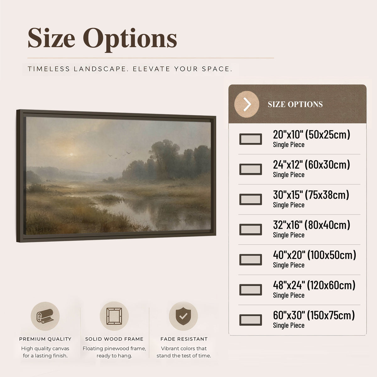 Golden marsh sunrise painting framed canvas wall art size options