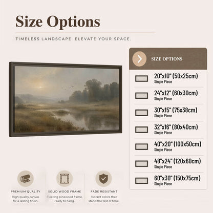 Golden marsh sunrise painting framed canvas wall art size options