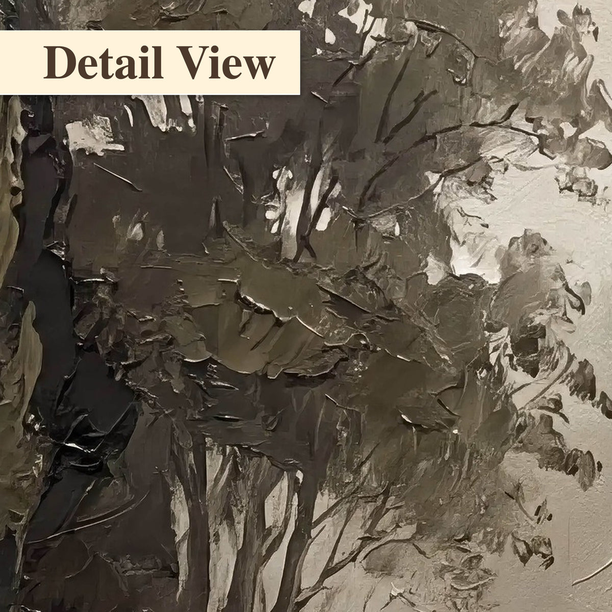 Misty river stone bridge painting detail close-up