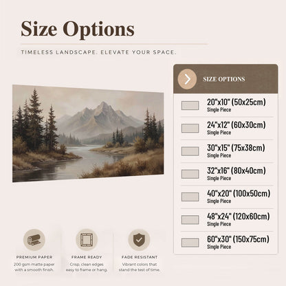 Mountain lake with pines painting poster print size options