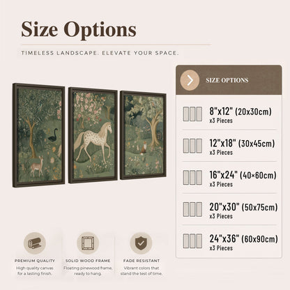 Enchanted woodland tapestry painting 3 piece framed canvas size options