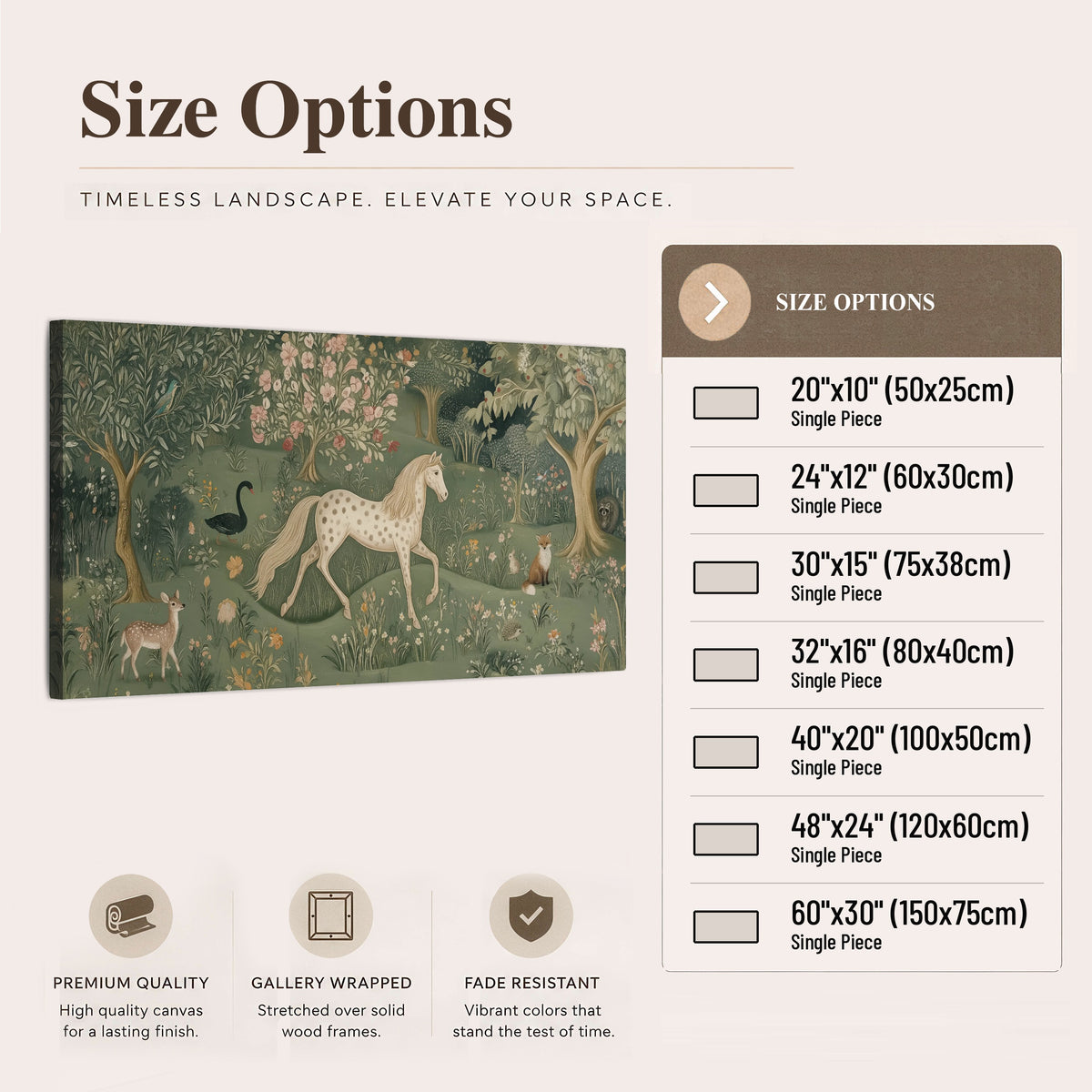 Enchanted woodland tapestry painting canvas wall art size options