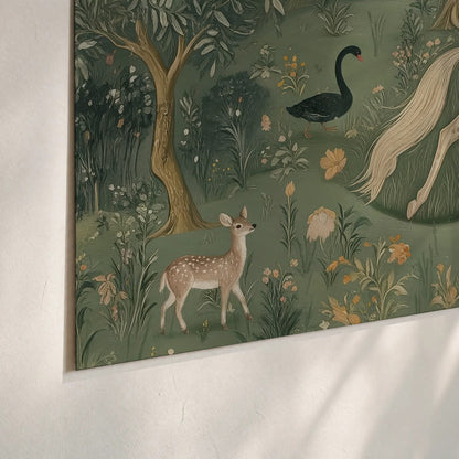 Enchanted woodland tapestry painting poster print close-up on matte paper
