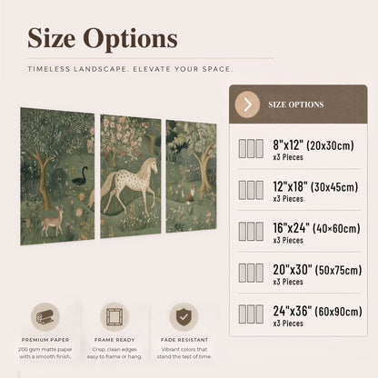 Enchanted woodland tapestry painting set of 3 poster prints size options