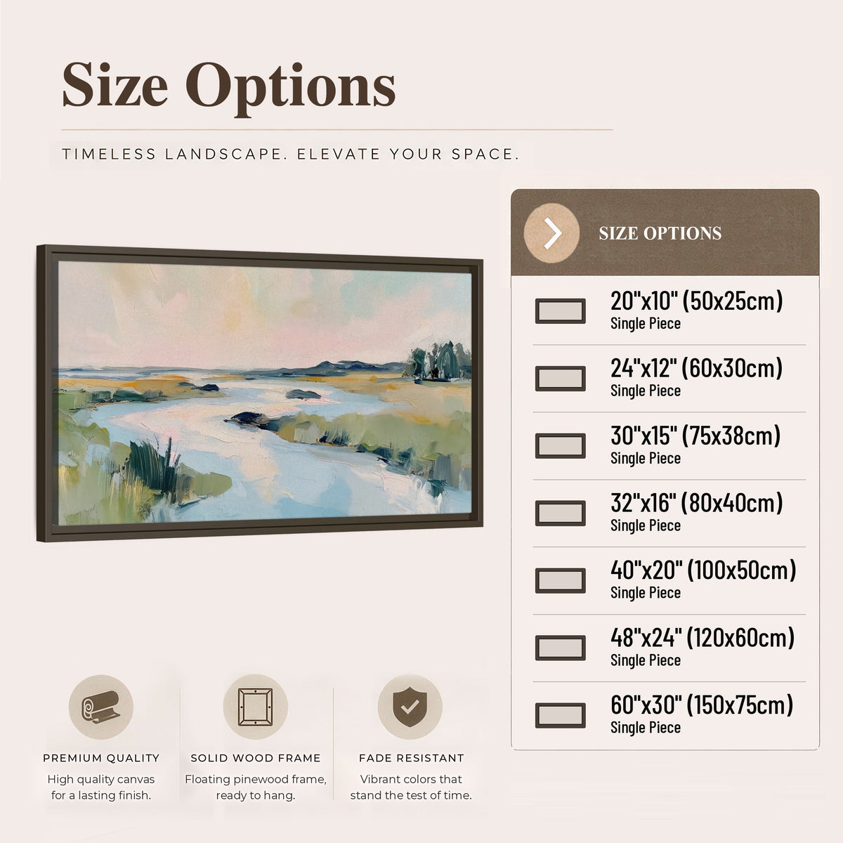 Pastel marsh river painting framed canvas wall art size options
