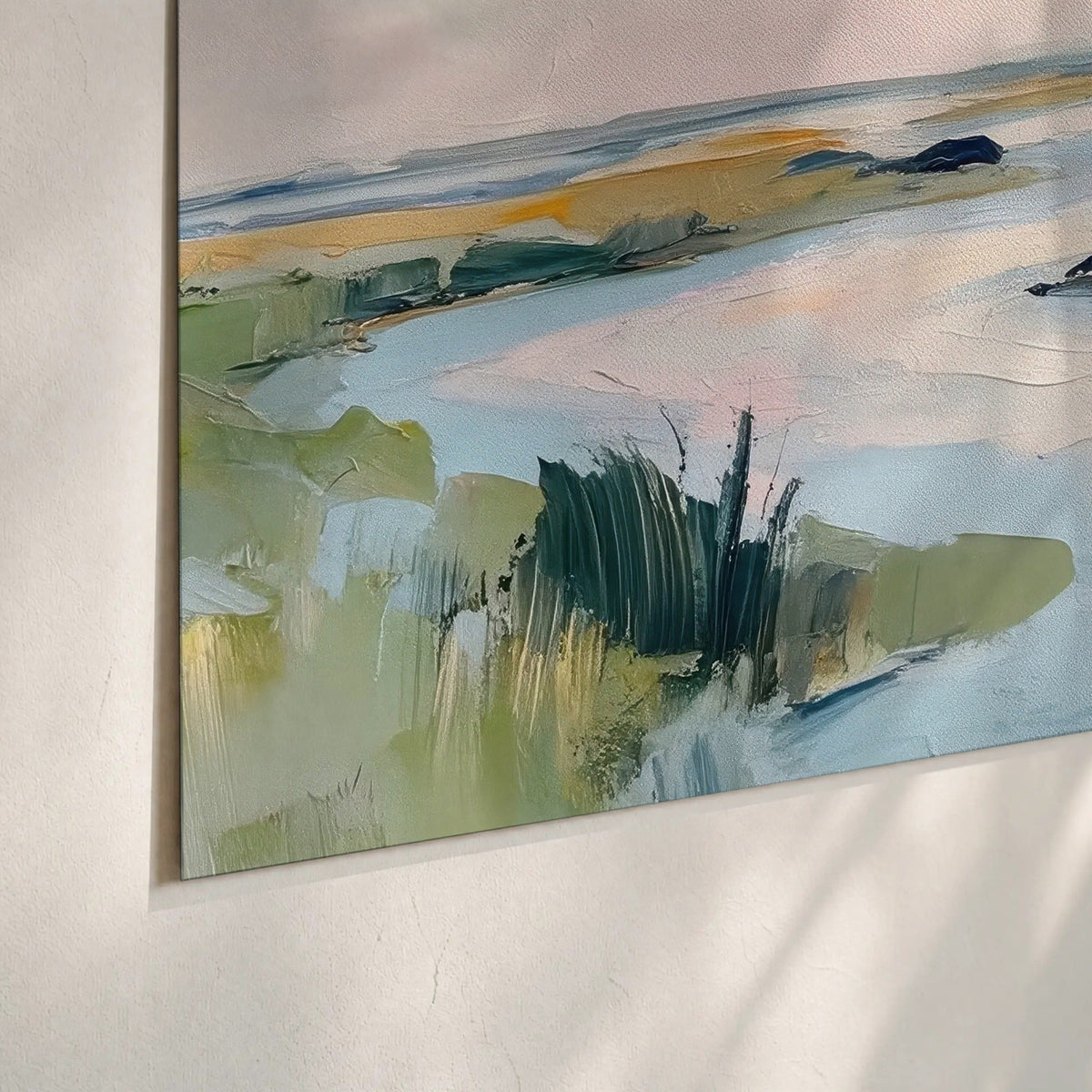 Pastel marsh river painting poster print close-up on matte paper