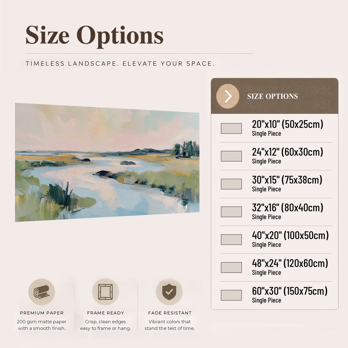 Pastel marsh river painting poster print size options