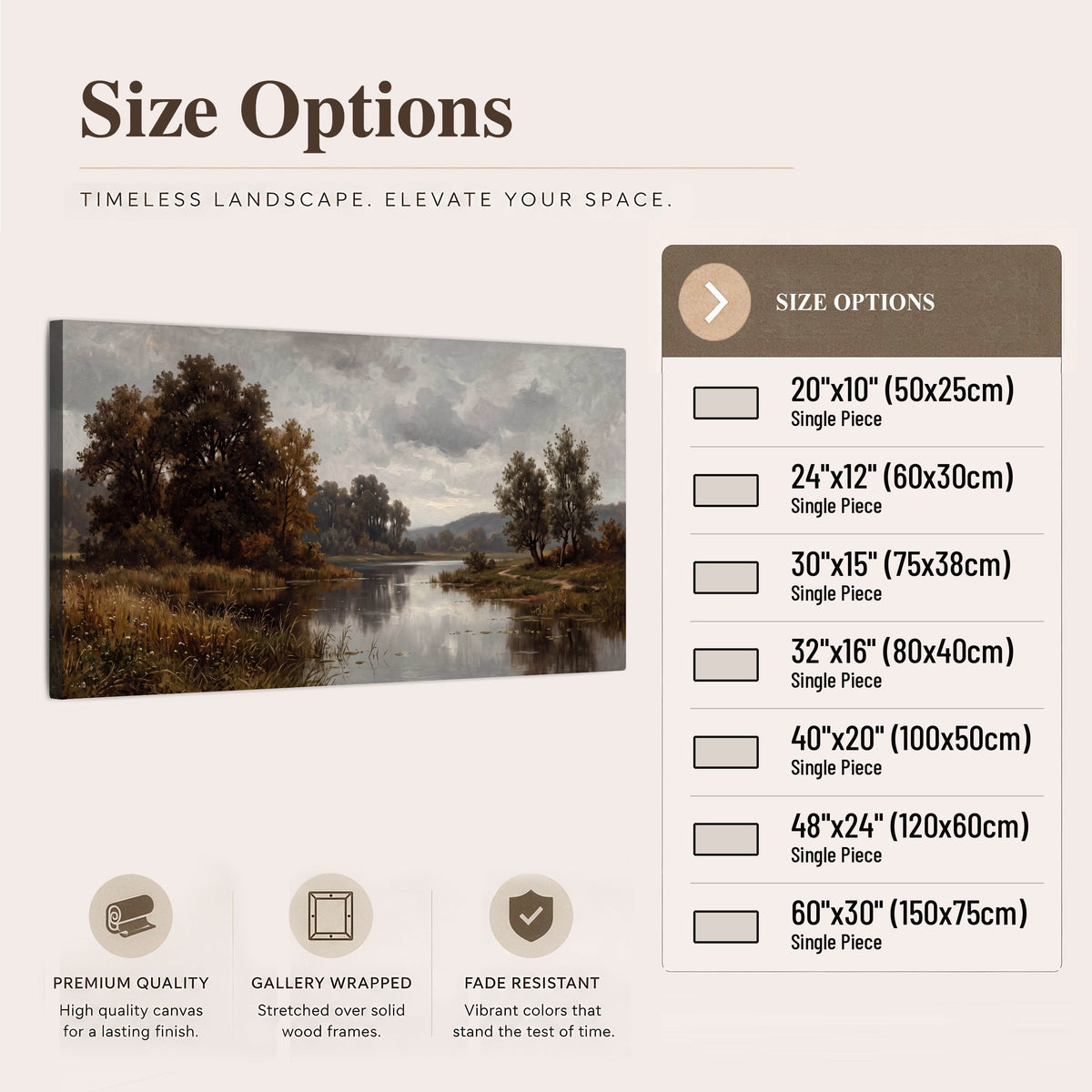 Autumn river landscape painting canvas wall art size options