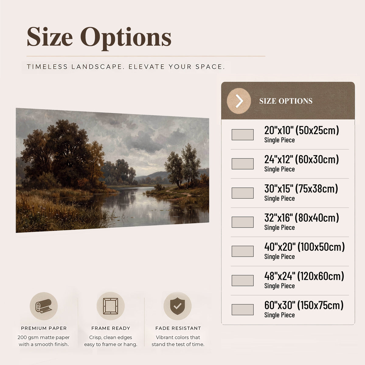 Autumn river landscape painting poster print size options