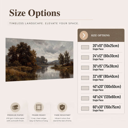 Autumn river landscape painting poster print size options