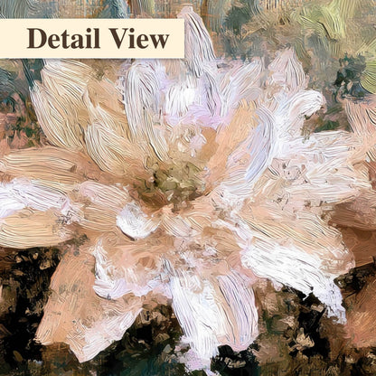 Chickadee birds and flowers painting detail close-up