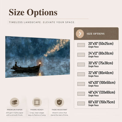 Night boat with lantern painting poster print size options