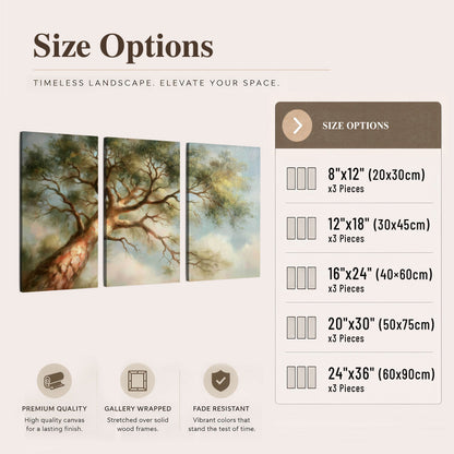 Majestic tree canopy painting 3 piece canvas wall art size options