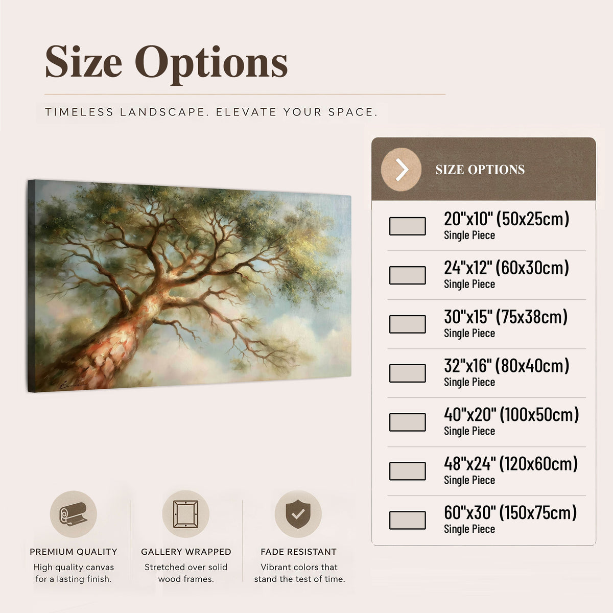 Majestic tree canopy painting canvas wall art size options