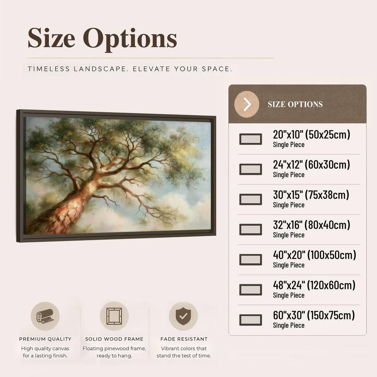 Majestic tree canopy painting framed canvas wall art size options