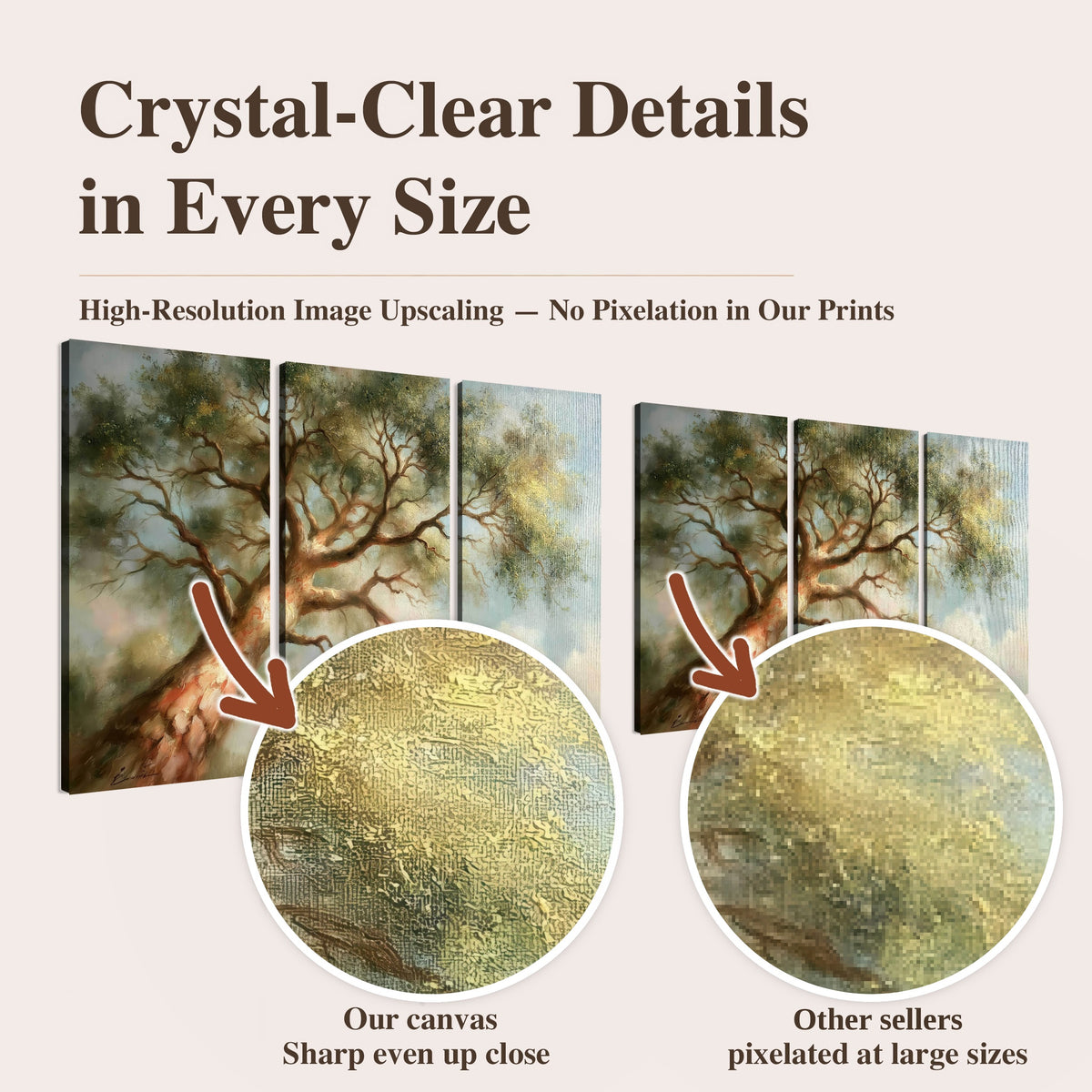 Majestic tree canopy painting high-resolution print quality comparison