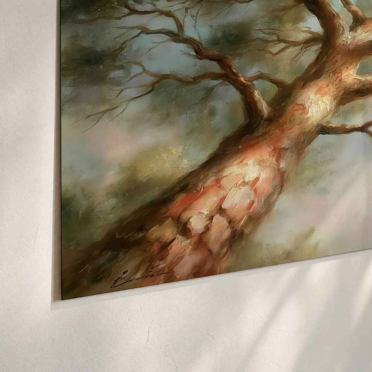 Majestic tree canopy painting poster print close-up on matte paper