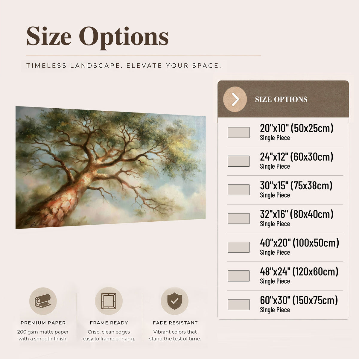 Majestic tree canopy painting poster print size options