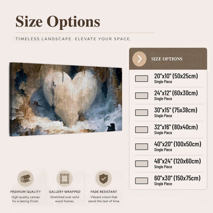 Rustic heart abstract painting canvas wall art size options