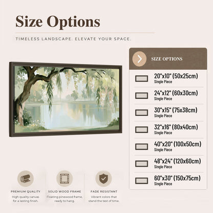 Willow tree by the lake painting framed canvas wall art size options
