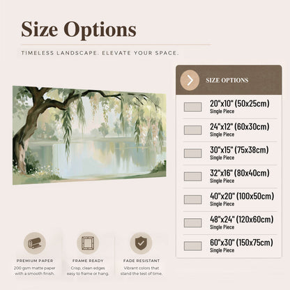 Willow tree by the lake painting poster print size options
