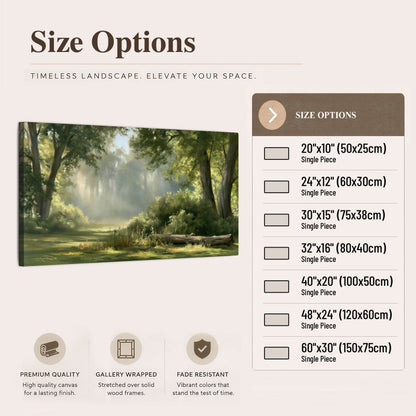 Sunlit forest glade painting canvas wall art size options
