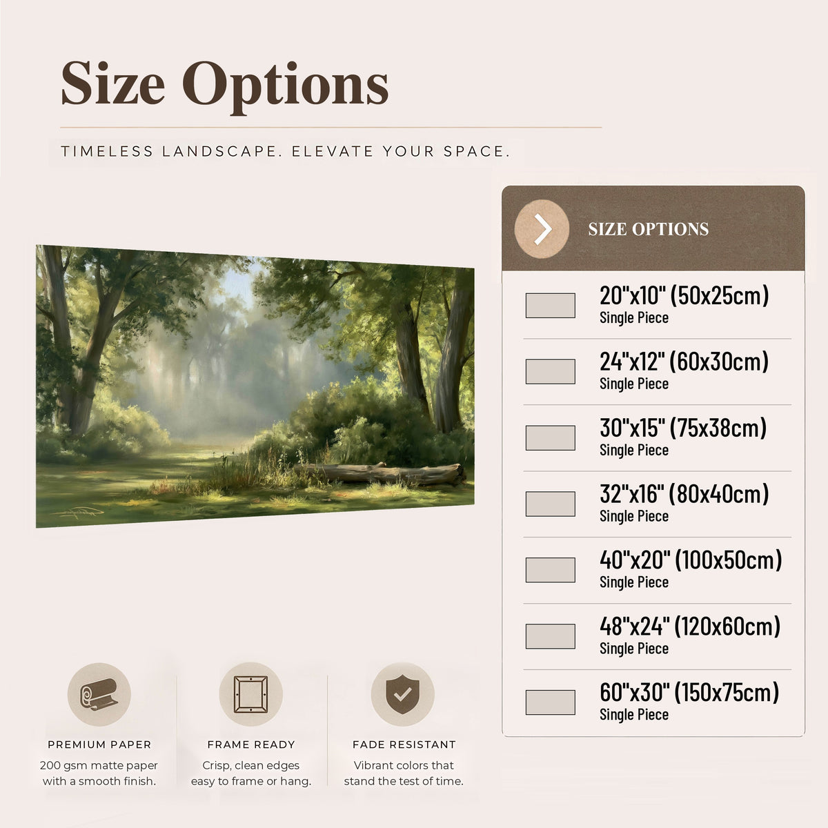 Sunlit forest glade painting poster print size options