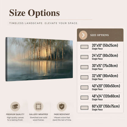 Misty lake sunrise painting canvas wall art size options
