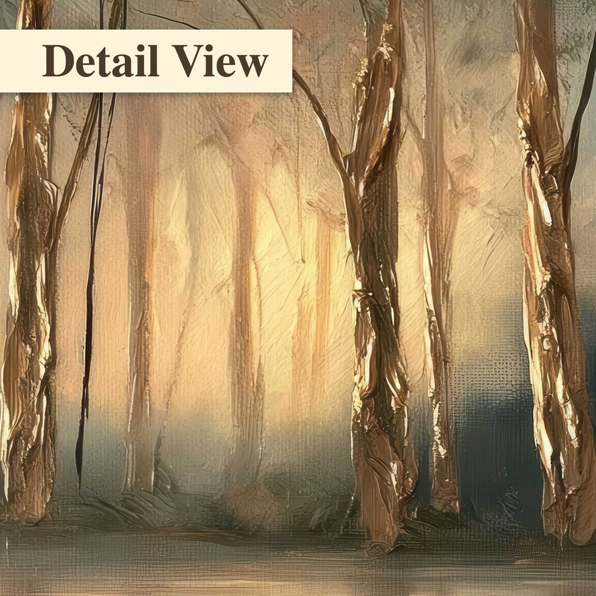 Misty lake sunrise painting detail close-up
