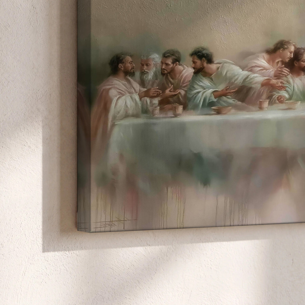 The Last Supper painting canvas print close-up showing the gallery-wrapped edge