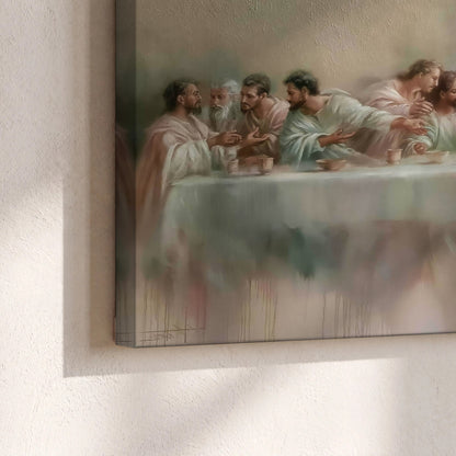 The Last Supper painting canvas print close-up showing the gallery-wrapped edge