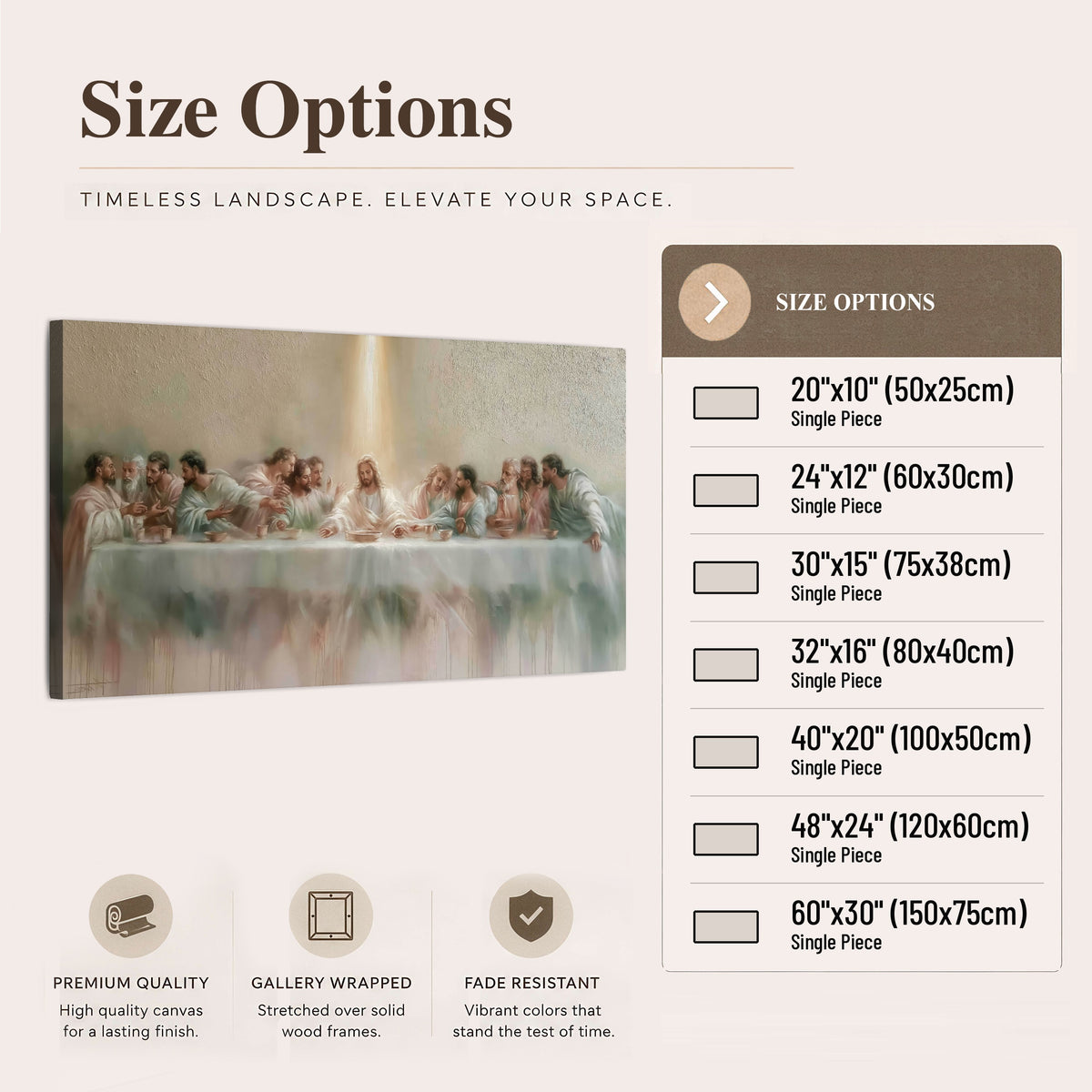 The Last Supper painting canvas wall art size options