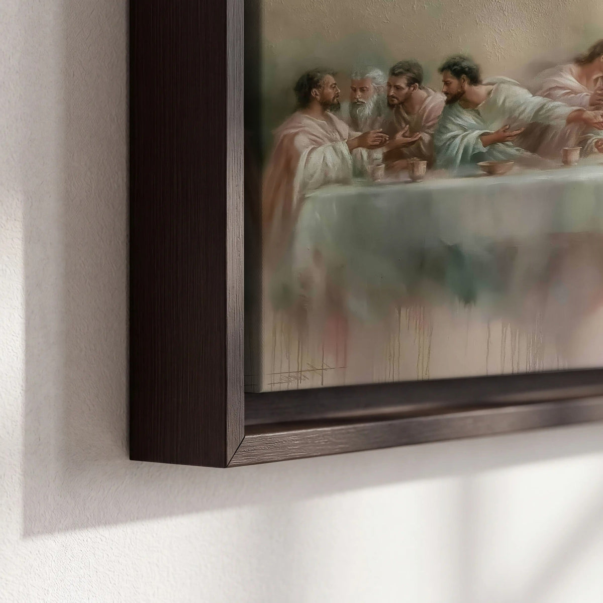 The Last Supper painting framed canvas close-up showing the floating frame
