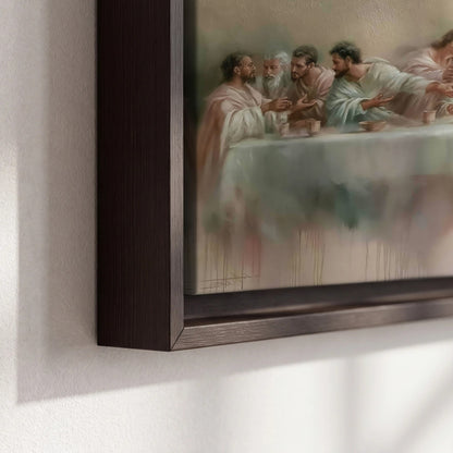 The Last Supper painting framed canvas close-up showing the floating frame
