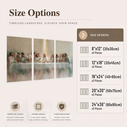 The Last Supper painting set of 3 poster prints size options